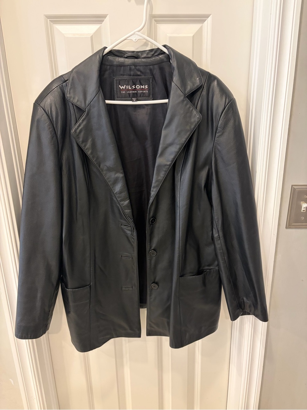 Vintage 90s Wilson Black Leather Blazer-Style Jacket